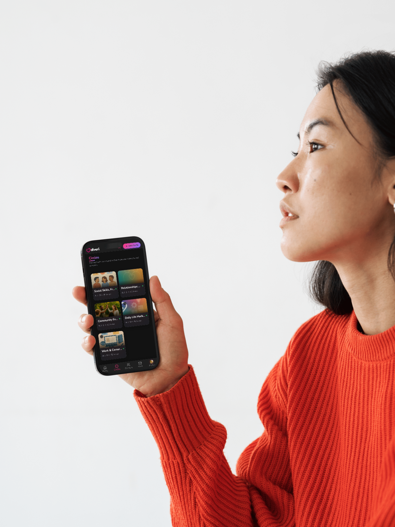 App features showcase - Circles, Messages, Matching